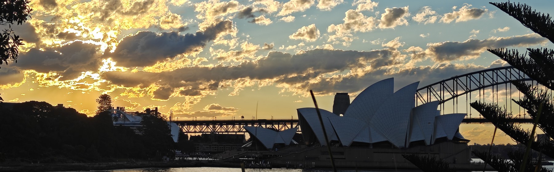 Opera House and Harbour Bridge in golden evening light