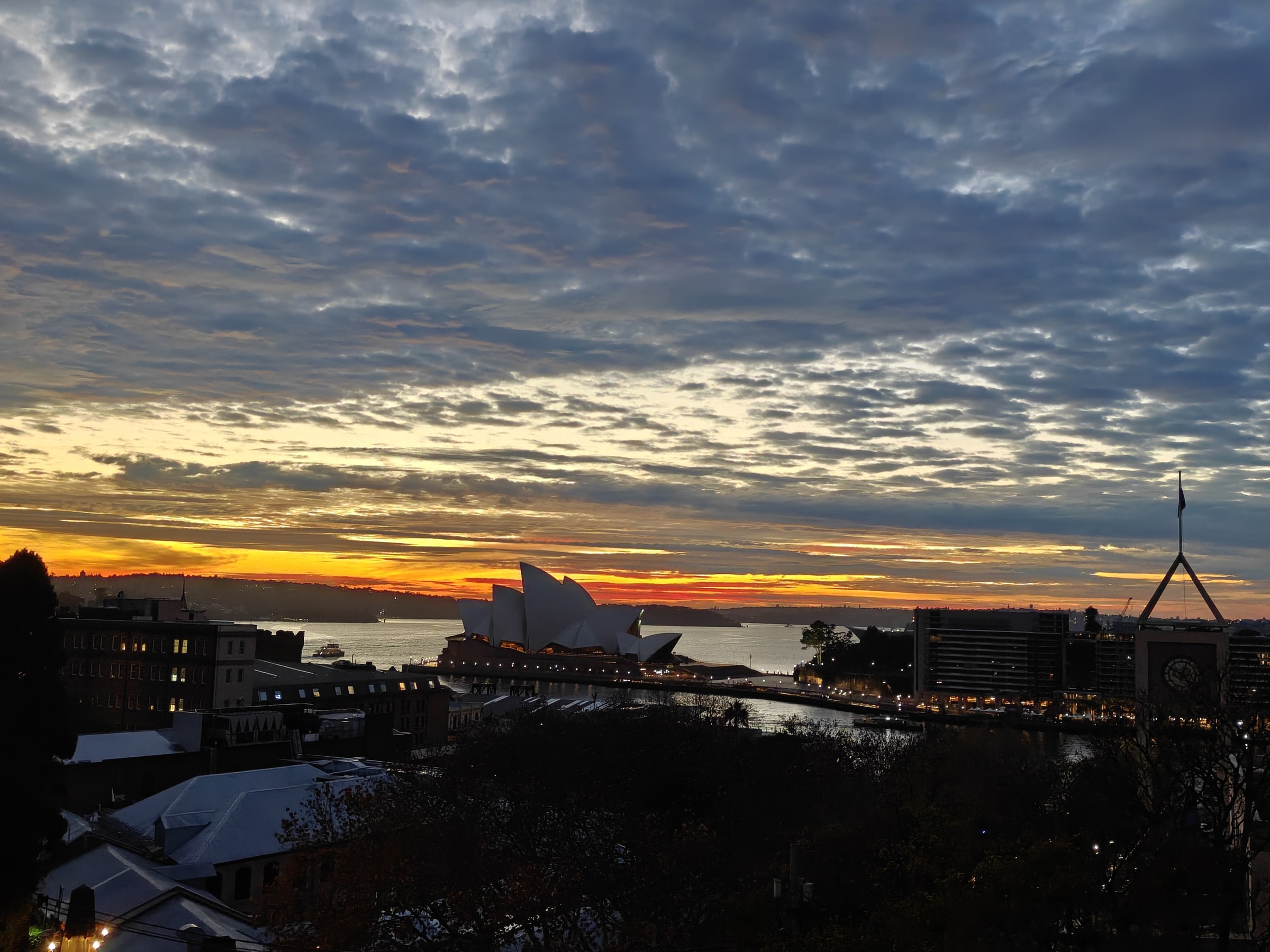 Sydney Harbour glowing before sunset